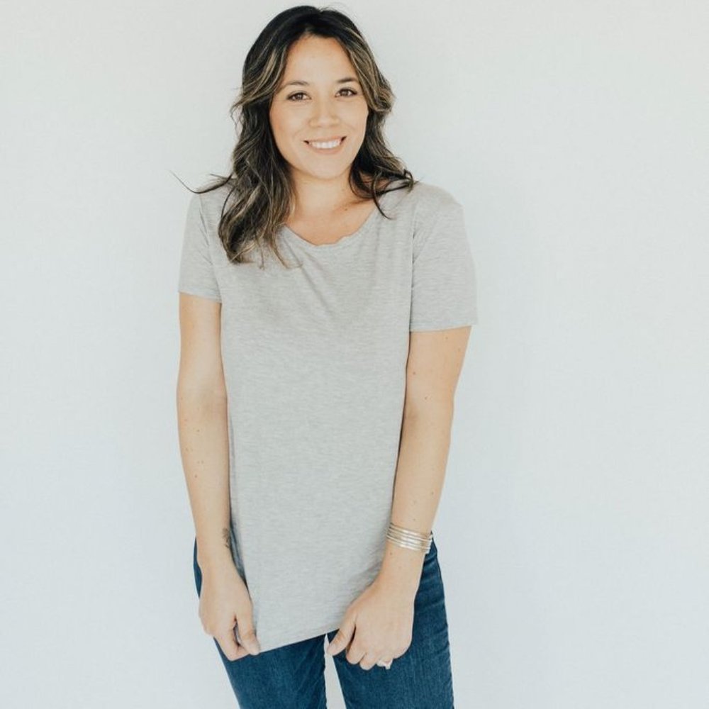 CJ's Favorite Scoop Tee, Heather Grey
